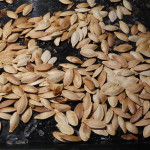 Rostade pumpakärnor making 4
